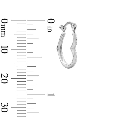 Tilted Heart Tube Hoop Earrings in Hollow Sterling Silver
