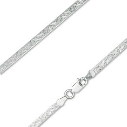 040 Gauge Diamond-Cut Herringbone Chain Necklace in Sterling Silver - 18&quot;