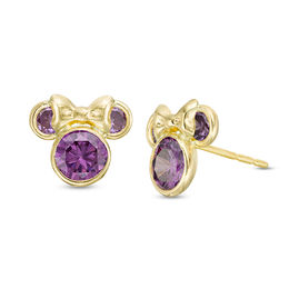 Child's Purple Cubic Zirconia ©Disney Minnie Mouse Stud Earrings in 10K Gold