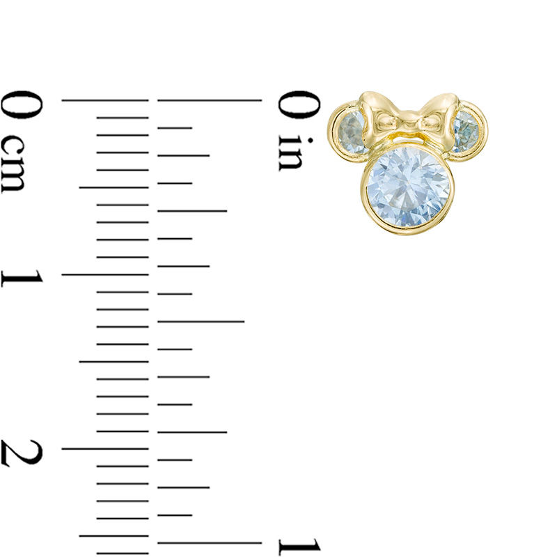 Child's Light Blue Cubic Zirconia ©Disney Minnie Mouse Stud Earrings in 10K Gold