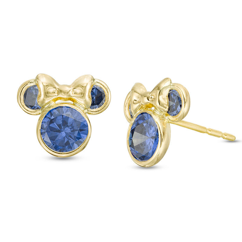 Main Image 1 of Child's Blue Cubic Zirconia ©Disney Minnie Mouse Stud Earrings in 10K Gold