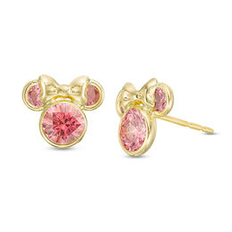 Child's Light Pink Cubic Zirconia ©Disney Minnie Mouse Stud Earrings in 10K Gold