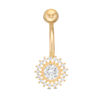 Thumbnail Image 0 of 014 gauge Cubic Zirconia Frame Sun Belly Button Ring in Solid 10K Gold