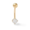 Thumbnail Image 0 of 10K Semi-Solid Gold CZ Solitaire Short Curve Belly Button Ring - 14G 3/8"