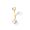 Thumbnail Image 0 of 10K Semi-Solid Gold CZ Solitaire Short Curve Belly Button Ring - 14G 3/8"