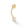 Thumbnail Image 1 of 10K Semi-Solid Gold CZ Solitaire Short Curve Belly Button Ring - 14G 3/8"