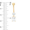 Thumbnail Image 2 of 014 gauge Emerald-Cut Cubic Zirconia Dangle Belly Button Ring in 10K Gold