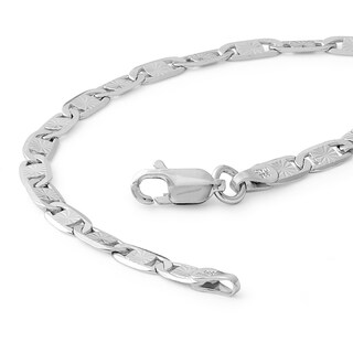Made in Italy 080 Gauge Snail with Star Chain Bracelet in iSterling Silver - 7.5"