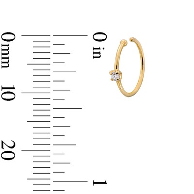14K Solid Gold Diamond Accent Solitaire Nose Hoop - 20G 5/16"