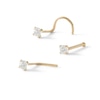 Thumbnail Image 1 of 14K Semi-Solid Gold CZ Bone, L-Shape and Screw Nose Stud Set - 22G