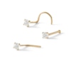 Thumbnail Image 0 of 14K Semi-Solid Gold CZ Bone, L-Shape and Screw Nose Stud Set - 22G