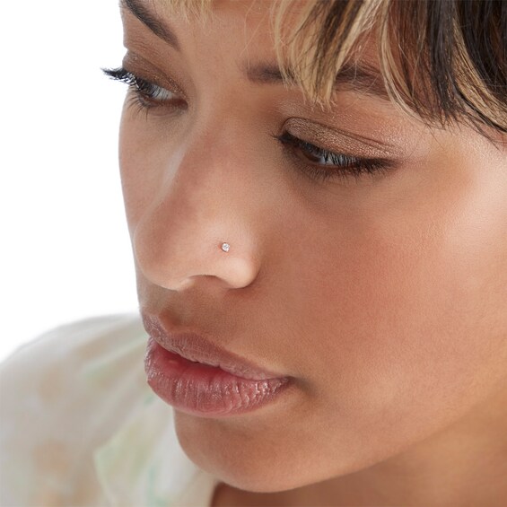 14K Semi-Solid Gold CZ Bone, L-Shape and Screw Nose Stud Set