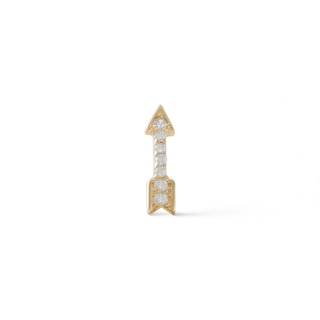 019 Gauge Cubic Zirconia Arrow Cartilage Barbell in 14K Hollow Gold