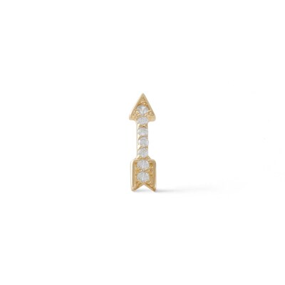019 Gauge Cubic Zirconia Arrow Cartilage Barbell in 14K Hollow Gold
