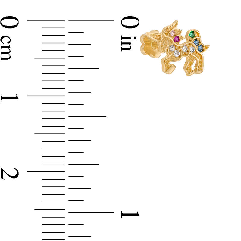 Main Image 2 of 019 Gauge Multi-Color Cubic Zirconia Beaded Unicorn Cartilage Barbell in 14K Gold