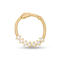 14K Solid Gold CZ Seven Stone Hoop - 20G 3/8&quot;