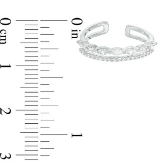 Solid Sterling Silver CZ Marquise and Round Double Row Midi/Toe Ring