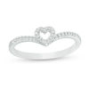 1/10 CT. T.W. Diamond Heart Outline Chevron Ring in Sterling Silver