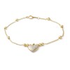 Thumbnail Image 1 of 030 Gauge Bead Station with Heart Charm Bracelet in 10K Solid Gold - 7.5"
