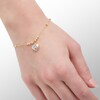 030 Gauge Bead Station with Heart Charm Bracelet in 10K Solid Gold - 7.5"