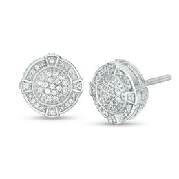 1/5 CT. T.W. Composite Diamond Compass Frame Stud Earrings in Sterling Silver - XL Post