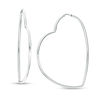 Thumbnail Image 1 of Heart Outline Tube Hoop Earrings in Sterling Silver