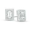 Thumbnail Image 1 of Emerald-Cut Cubic Zirconia Frame Stud Earrings in Sterling Silver