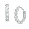 Thumbnail Image 0 of Cubic Zirconia Five Stone Huggie Hoop Earrings in Solid Sterling Silver