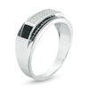 Thumbnail Image 1 of Black and White Cubic Zirconia Rectangle Cluster Ring in Sterling Silver - Size 10