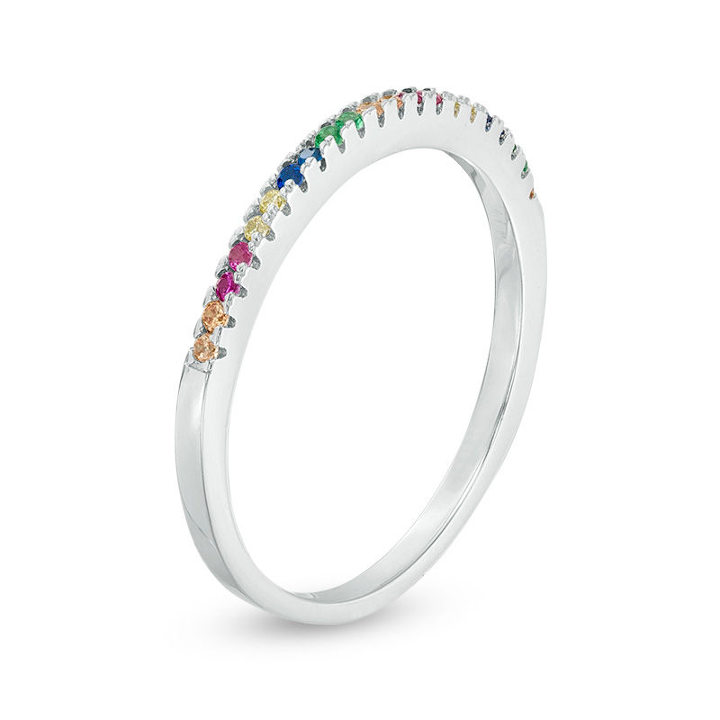 Multi-Color Cubic Zirconia Ring in Sterling Silver - Size 7