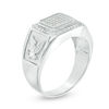 Thumbnail Image 1 of Cubic Zirconia Octagonal Cluster Frame Eagle Side Accent Ring in Sterling Silver - Size 10