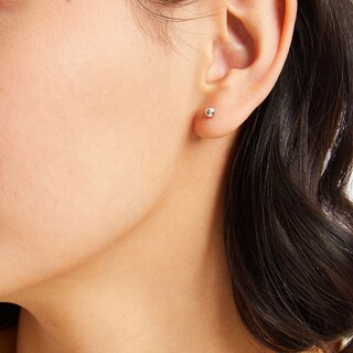 5mm Cubic Zirconia Solitaire, Shadow Heart and Ball Stud Earrings Set in Solid Sterling Silver