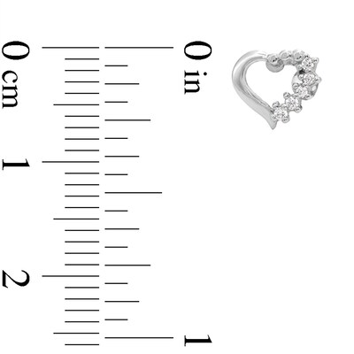 5mm Cubic Zirconia Solitaire, Shadow Heart and Ball Stud Earrings Set in Solid Sterling Silver