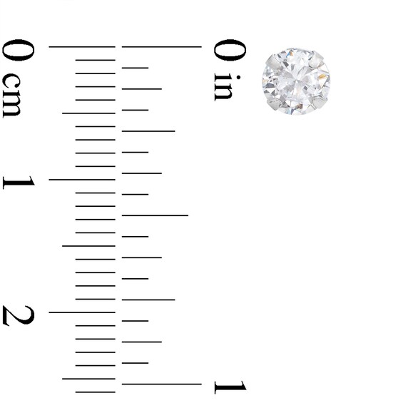 5mm Cubic Zirconia Solitaire, Shadow Heart and Ball Stud Earrings Set in Solid Sterling Silver