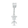 Thumbnail Image 0 of Solid Stainless Steel CZ Flower and Leaf Trio Dangle Belly Button Ring - 14G