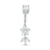 Thumbnail Image 1 of Solid Stainless Steel CZ Flower and Leaf Trio Dangle Belly Button Ring - 14G