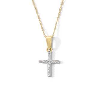 10K Gold Diamond Accent Cross Pendant