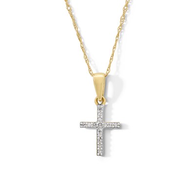 10K Gold Diamond Accent Cross Pendant