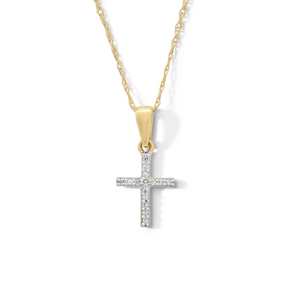10K Gold Diamond Accent Cross Pendant