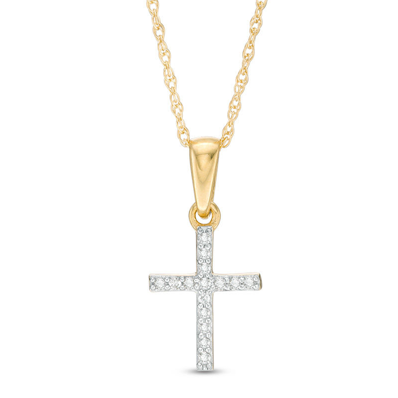 Diamond Accent Cross Pendant in 10K Gold Banter