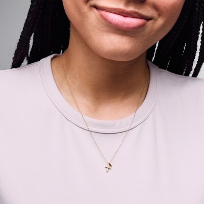 10K Gold Diamond Accent Cross Pendant