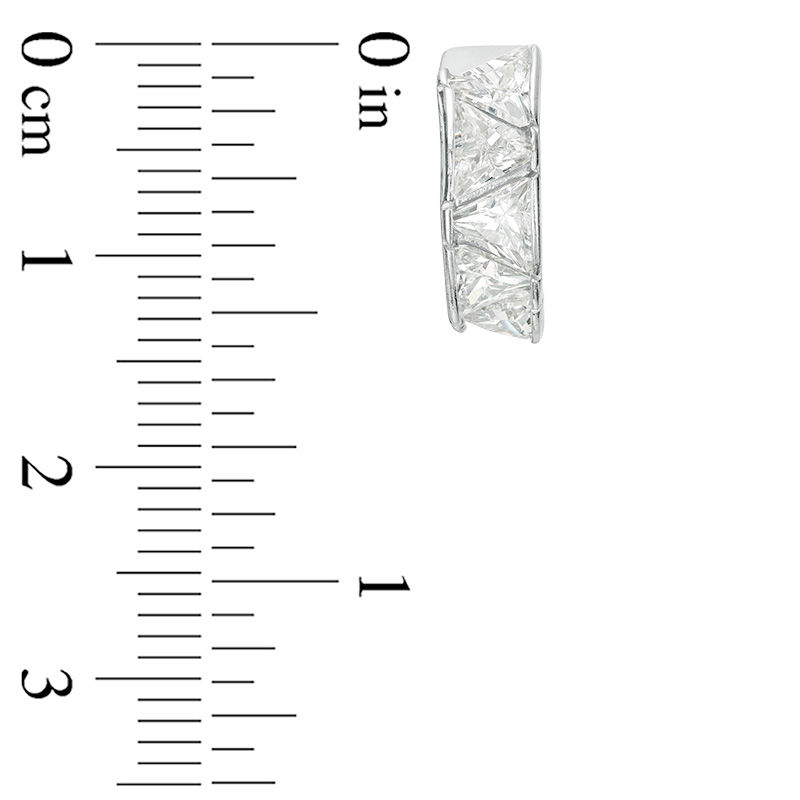 Main Image 2 of 4.5mm Trillion-Cut Cubic Zirconia Zig-Zag Pattern Huggie Hoop Earrings in Sterling Silver