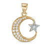 Thumbnail Image 0 of Cubic Zirconia Crescent Moon and Star Necklace Charm in 10K Solid Gold