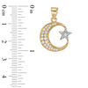 Thumbnail Image 1 of Cubic Zirconia Crescent Moon and Star Necklace Charm in 10K Solid Gold