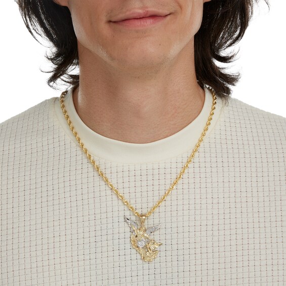 Diamond-Cut Saint Michael Necklace Charm in 10K Solid Two-Tone Gold