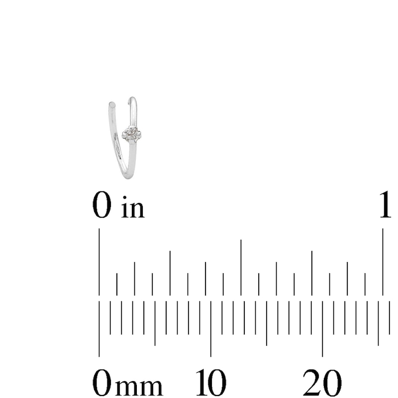 Main Image 6 of Semi-Solid Sterling Silver CZ Solitaire Nose Stud and Ring Set - 20G