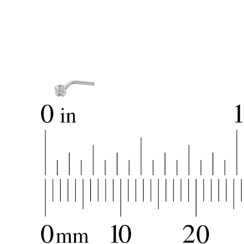 Main Image 7 of Semi-Solid Sterling Silver CZ Solitaire Nose Stud and Ring Set - 20G
