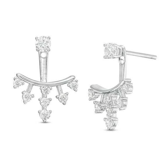 3mm Cubic Zirconia Crown Front/Back Earrings in Sterling Silver