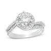 Thumbnail Image 0 of 6mm Cubic Zirconia Frame Bypass Bridal Set in Sterling Silver - Size 7