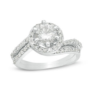 6mm Cubic Zirconia Frame Bypass Bridal Set in Sterling Silver - Size 7